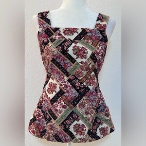 Made in California Vintage Printed Corduroy Sleeveless Top Size 7